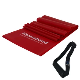 ATC Handels GmbH Fitness Band 1.5 m, 2.5 m, 5.5 m or 25 m x 15.5 cm with 1 Pair of Handles, Resistance Band, Exercise Band, Sports Band, Muscle Building, Strength Training and Yoga, 2.5 m, Red