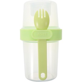 Vaso Portátil para Avena Infantil de Doble Capa con Tapa y Cuchara Pp Verde Claro, Diseño Hermético y Ligero, Adecuado para Desayuno y Otras Ocasiones, 1 Pieza