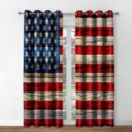 Jekeno American Flag Blackout Curtains United States Flag Independence Day Patriotic Decor for Home Bedroom Living Room Grommet Window Drapes 2 Panel Set, 42"x63"
