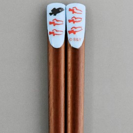 Leo Leoni 278506 Leo Lionni Chopsticks Natural Wood 8.3 inches (21 cm), Anti-Slip Tip, Swimmy, Brown, Made in Japan