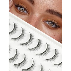 False Eyelashes Natural Look 10mm Short Small False Lashes Wispy with 0.1mm Ultra Thin Band Pestañas Postizas Naturales Fake Eye Lash Strips 10 Pairs Pack by EMEDA (FR105)