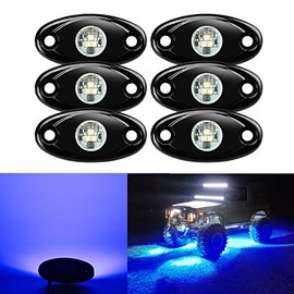 6 Pods LED Rock Lights, Ampper Waterproof LED Neon Underglow Light for Car Truck ATV UTV SUV Offroad Boat Underbody Glow Trail Rig Lamp (Blue)