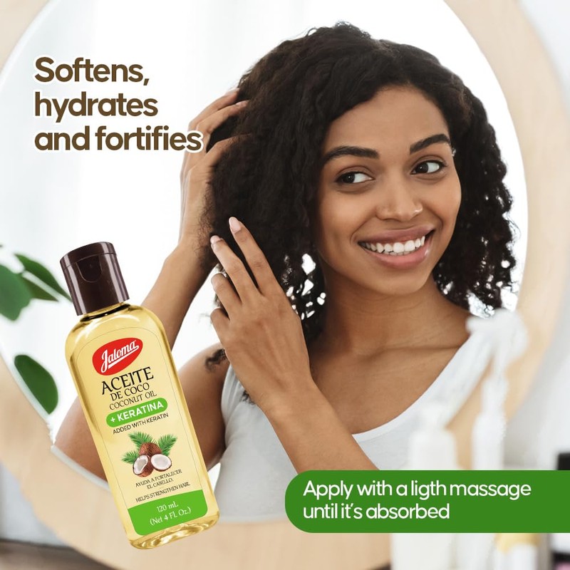 JALOMA Coconut Oil with Keratin to Help Strengthen Hair, 4