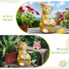 KOOY Easter Bunny Figurines Solar Garden Statues Yellow Rabbit Statue