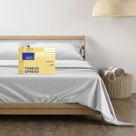 THREAD SPREAD 100% Egyptian Cotton Sheets California King Size - 600 Thread Count 4 PC Luxury Sheets Cal King Size, Soft, Cooling Hotel Luxury Bed Sheets & Pillowcases, Fits Mattress upto 18" - Silver