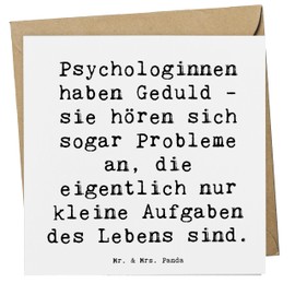 Mr. & Mrs. Panda Deluxe Karte Spruch Geduldige Psychologin - Geschenk, Geburtstagskarte, Anerkennung, menschliche Emotionen, Berufe, Einladungskarte,