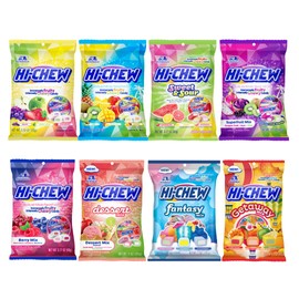 HI-CHEW Variety Mix, Pack of 8 Bags - 23 Asst Flavors including Getaway Mix - Unique Fun Soft & Chewy Taffy Candy - Immensely Juicy Fruit Flavors - Individually Wrapped for Sharing