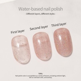 VCND Rose Gold Glitter Nail Polish, Odorless And Non-Toxic,（ 0.35 fl. oz - 10.5 ml ） Shiny Rose Gold Nail Polish, No UV Lamp Needed, French Manicure Salon DIY
