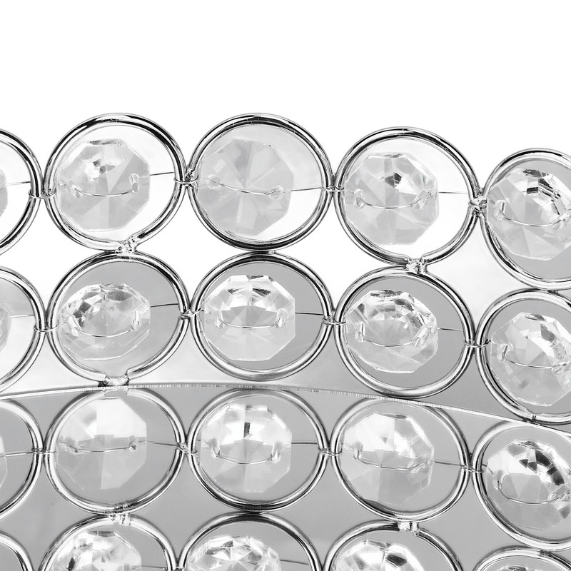 Crystal Cosmetic Makeup Tray 8in Round Display Tray Mirrored Metal
