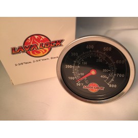LavaLock BBQ Temperature Gauge Grill Pit Thermometer Fahrenheit Black Smoker Barbeque 2-3/8 face