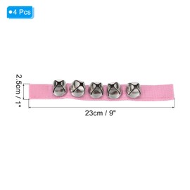 PATIKIL 4pcs Wrist Bells, Jingle Bells Ankle Bells Hand Bells Wrist Bells Bracelet Percussion Instruments Musical Rhythm Band with 5 Silvery Bells for Party Christmas, Pink