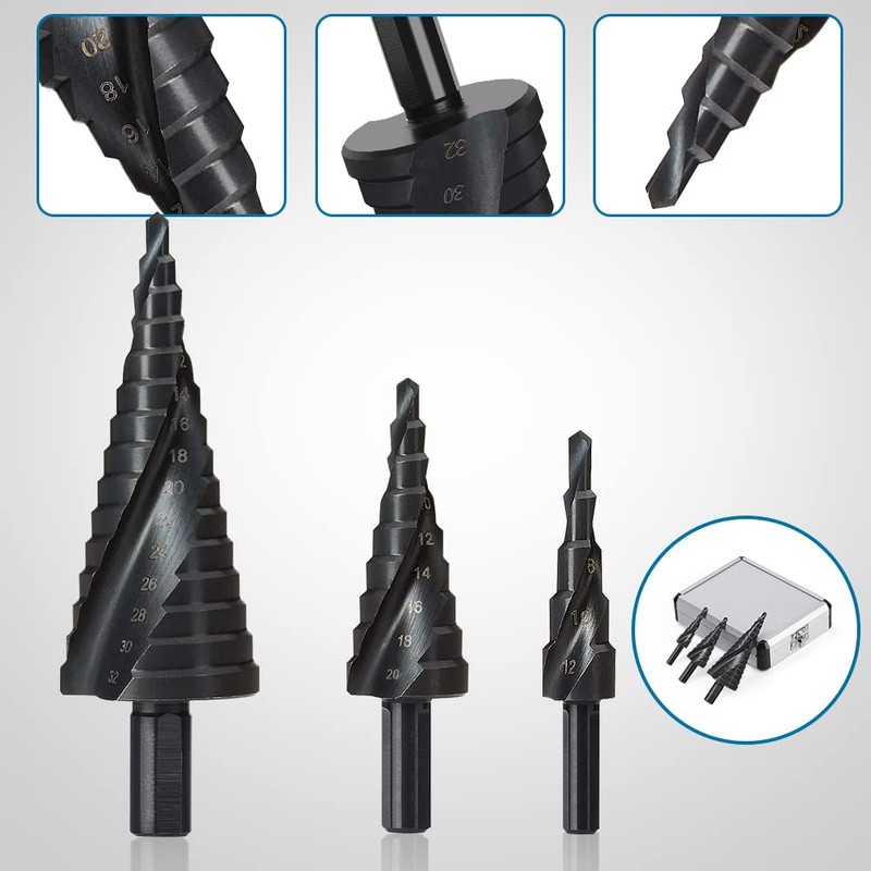 ERWEY Step Drill Set HSS Step Drill Metal with Aluminium