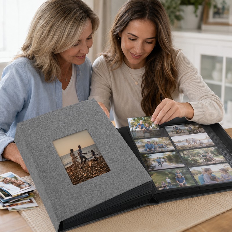 Linen 4x6 Photo Album with Cover Window, 200/300/600 Pockets