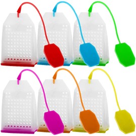 FineGood - Paquete de 6 infusor de té de silicona, reutilizable, seguro, de hojas sueltas, filtro de colador con seis colores
