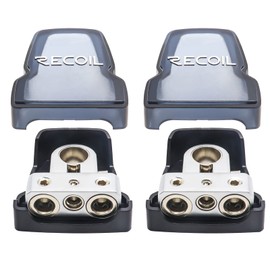 Recoil PBT-S04 2 Pack Premium Solid Brass Positive Negative Battery Terminals Clamps with Two 0/2/4 Gauge Outputs and One 4/8 Gauge Output