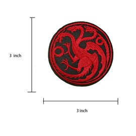 Yerchic House Targaryen Patch Iron On Sew On Embroidered Patches for Jacket Shirts Jeans Backpack Sewing Decorating DIY Craft 3IN(3 pcs)