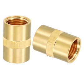 PATIKIL Brass Pipe Fittings Coupler, 2Pcs 1/4" x 1/4" NPT Female Thread Brass Hex Nipple Coupling Reducer Adapter Tubing Connector Adaptor for Water, Air, Oil, Gas Line System