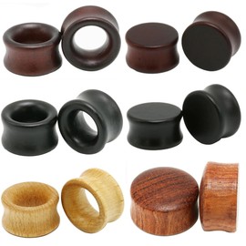 Decentraland 6 Pairs Wood Ear Gauges Vintage Wooden Ring Body Piercings Gauge Ear Plugs Tunnels 5/8"(16mm)