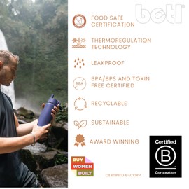 BOTL Epic Stainless Steel Water Bottle, Leak Proof Straw Lid, Insulated Bottle for Hot and Cold Drinks, 700ml, Sports Cap with Internal Straw, Prince Blue