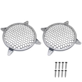 OZXNO 2 Pcs 6 Inch Speaker Grills Subwoofer Grill Waffle Grill Guard Protector Covers with Mounting Screws ABS Mesh Round Subwoofer Speaker Cover (Silver)