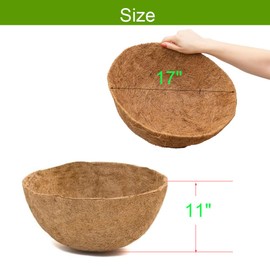 Frillybutts Coco Liners for Planters,Round Basket Shaped Coconut Fiber Replacement Liners (2, 17 Inch)