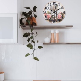 Horizent Kitchen Wall Clock,Wall Clock Vintage Rustic Decor for Kitchen Dining Room (8 Inch)