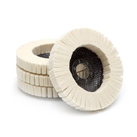 APOMOONS 4 Stück Polierscheibe 125mm Polierfächerscheibe Wollfilz Polierscheiben Filz Polieraufsatz Winkelschleifer zum Schleifen Glanz Polieren von Lack Holz Plastik Edelstahl