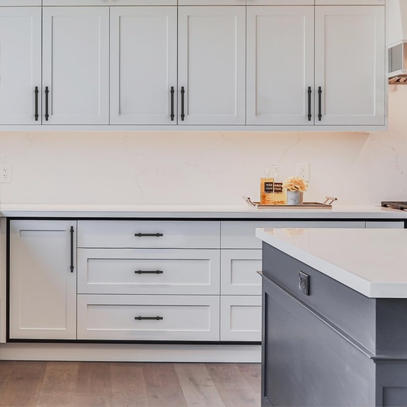 Amerdeco 10 Pack Matte Black Cabinet Pulls 3.75 Inch(96MM) Hole