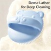 Baby Bear Shampoo Comb, Silicone Bristles, Newborn Dandruff Comb (Beige+Blue)