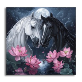 VAIIEYO - Kits de arte de diamantes de caballo 5D para adultos, pintura de diamantes, kit de pintura de diamantes, taladro completo, redondo de diamantes de imitación, lona para decoración de pared
