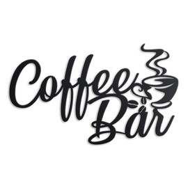 KOYILTD Black Metal Coffee Bar Sign for Wall Coffee Signs for Cafe Station Cafe Wall Decor Kitchen Accessories Black Cup Letter Sign for Home Kitchen Cafe Bar Office (Rustic)