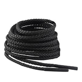 IRONLACE Unbreakable Round Bootlaces - Indestructible, Waterproof & Fire Resistant Boot & Shoe Laces, 1500-Pound Breaking Strength/Pair, Black, 84-Inch, 3.2mm Diameter, 1-Pair