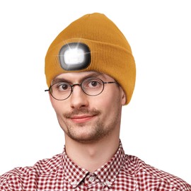 Gifts for Men,Unisex LED Beanie Hat with Light Toque Gift Idea for Dad,Father,Husband,Boyfriend,Mechanic,Stocking Stuffers