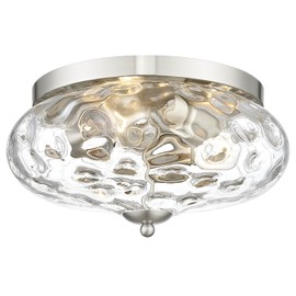 Darkaway Large Ceiling Light Fixtures 3-Ight Flush Mount Indoor Outdoor Ceiling Light with Water ipple Glass Shade for Kitchen Bedroom Living Room Dining Room Entry Porch Nickel Finish