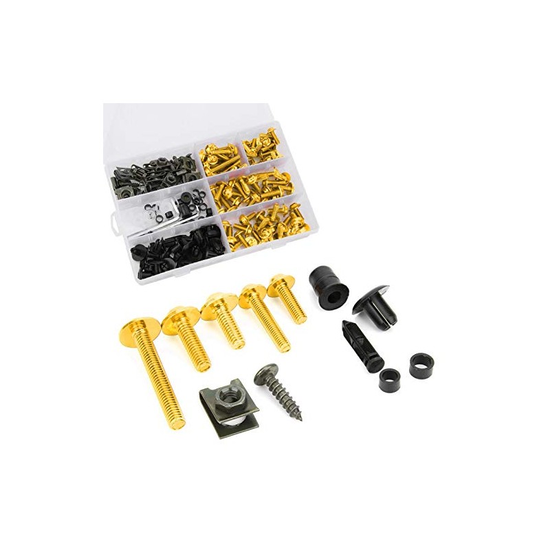 Fairing Bolt Kit,198Pcs/Set Windscreen Fairing Screws M5 M6 Bolts Kit