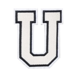 Harsgs - Parches de letras para planchar de 4.5 pulgadas, apliques bordados de letras individuales para ropa, vestido, sombrero, jeans, accesorios de bricolaje, 3 piezas en U