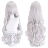 Cosplay Silver White Wig, Long Curly Waves, Heat Resistant Wig,