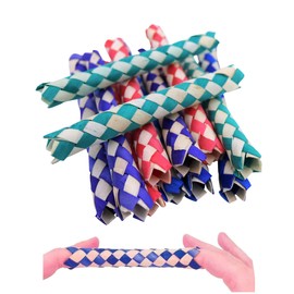 Zugar Land Cool Colorful Classic Bamboo Chinese Finger Traps (5") for Kids and Adults. (Light - Multi Color (12 Pack))