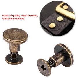 20 juegos de 6.5 mm Kit surtido de latón Tornillos Postes de metal Botón de remache de clavo para DIY Decoración de cuero Encuadernación Ranurado Tornillo de cabeza plana (6.5 mm)