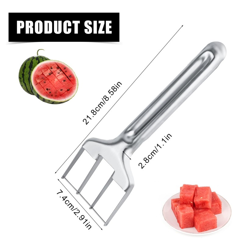 BOXOB Watermelon Fork Cutter Slicer, Stainless Steel Watermelon Cutting Tool