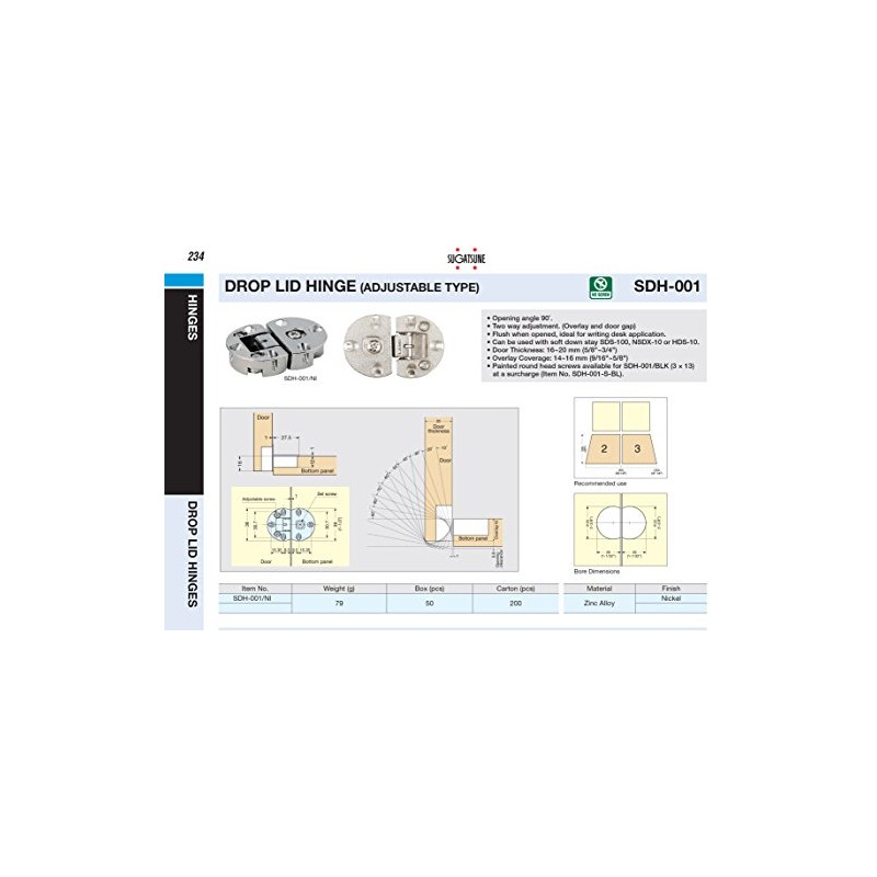 Drop LID Hinge (Adjustable Type)