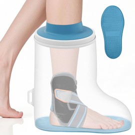 Waterproof Foot Cast Cover for Shower Adults with New Upgraded Non-Slip Padding Bottom, Reusable Foot Ankle Cast Protector for Foot Surgery to Keep Wound & Bandages Dry