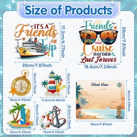 Friends Cruise Door Decorations Magnetic - Cosmisun 7 Pcs Retro Friends Trip Cruise Door Magnet with 3 Pens Anchor Tropical Carnival Ship Magnets Sticker for Stateroom Cabin Fridge Party Decor
