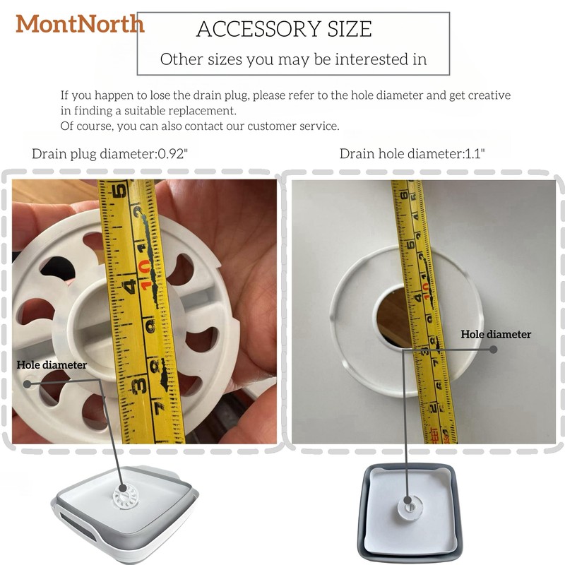 MontNorth Collapsible Wash Basin 9L, Foldable Dish Tub with Drain