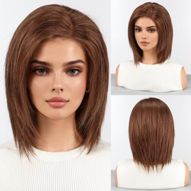 starluck Human Hair Wig Lace Front Wigs Real Human Hair Wigs For Women Wig Side Part 6"*5"*2" HD Lace Dark Brown 12 Inch Realistic and Natural for Daily Party Use