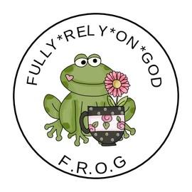 30 Pcs Fully Rely On God Frog Stickers Favor Labels Tags Envelope Seals Stamps 1.5" Round Sticker for Packages Small Business Cards Letters Gifts Boxes for Holiday, Religious