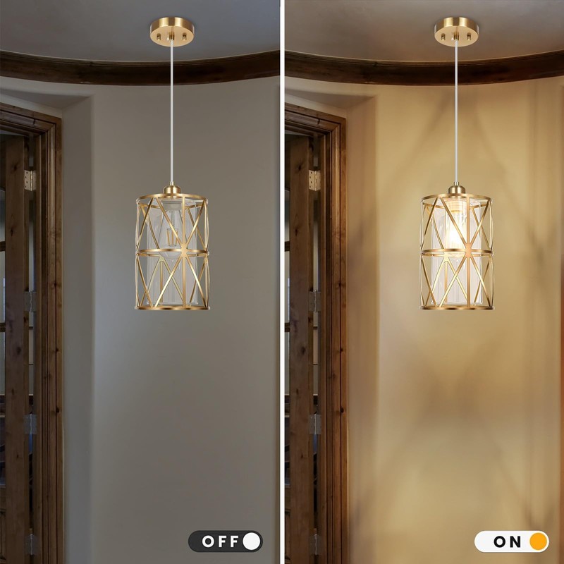 Zlierop Brushed Gold Pendant Light, Modern Kitchen Pendant Lighting Over