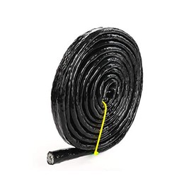 AC PERFORMANCE 3/8" ID Silicone Coated Fiberglass Heat Shielded Fire Sleeve for Hose Lines & Electrical Wiring, Black, 5 Feet