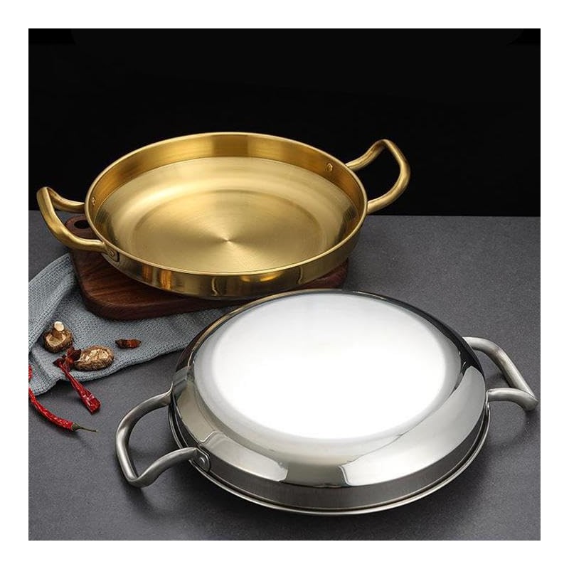 MBBITL Paella Pan Gold Stainless Steel Skillet Pan 11 inch