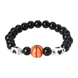 Basketball Bracelets Gift for Boys Girls Basketball Lovers Players Birthday Gifts for Son Daughter Sliver Basketball Bead Bracelet for Girls Boys Basketball Lovers Gifts for Coach Player